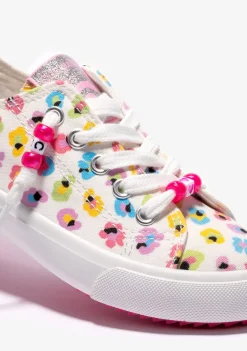 Conguitos Zapatillas Flores Lona Blanco^ Zapatillas