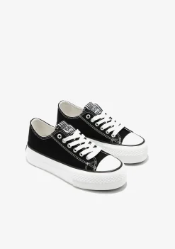 Conguitos Zapatillas Lona Plataforma Negro B&W^ Zapatillas|Zapatillas