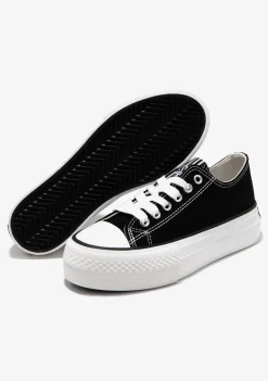 Conguitos Zapatillas Lona Plataforma Negro B&W^ Zapatillas|Zapatillas