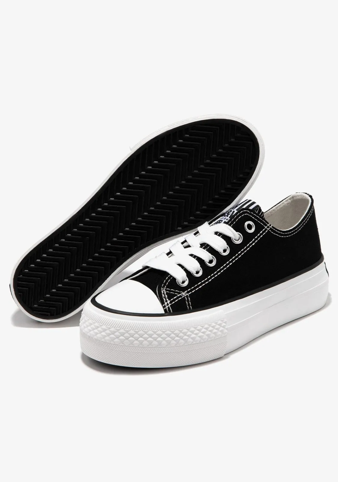Conguitos Zapatillas Lona Plataforma Negro B&W^ Zapatillas|Zapatillas
